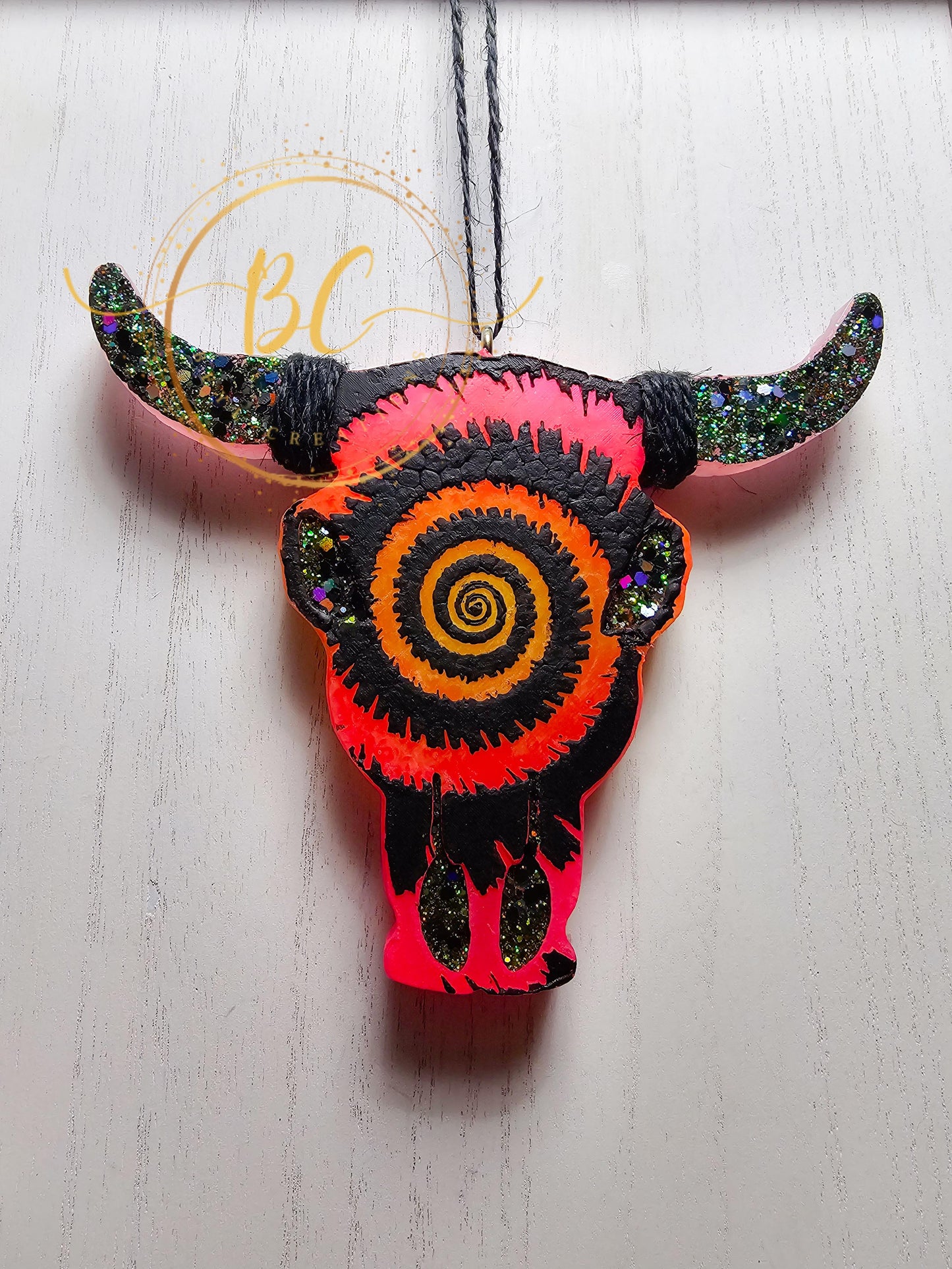 Tye Dye Bull Skull Freshie
