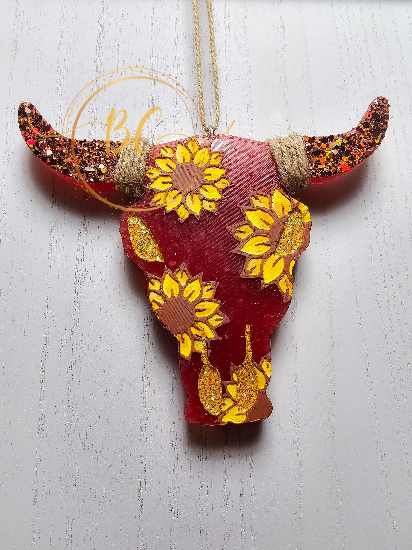 Sunflower Bull Skull Freshie