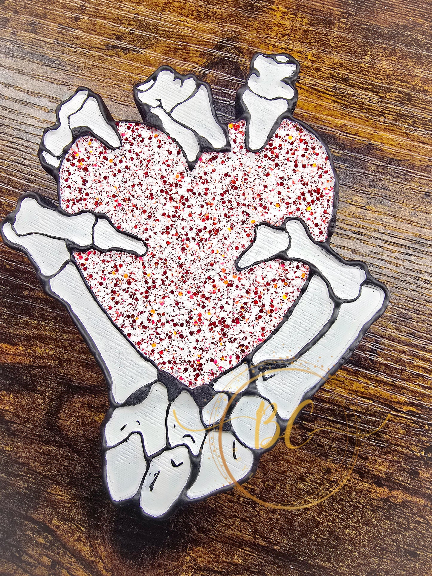 Heart with Skelly Hand Freshie