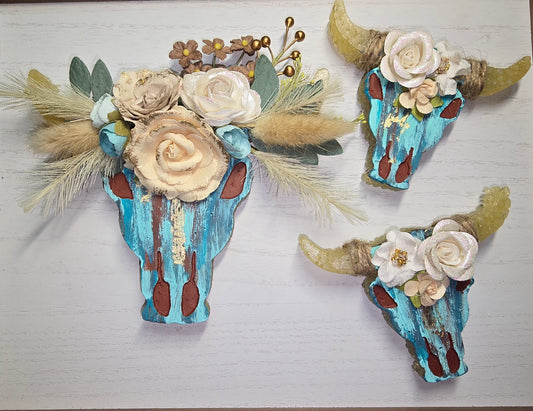 Floral Bull Skull Freshie Set