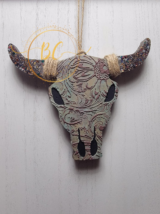 Leather Print Bull Skull Freshie