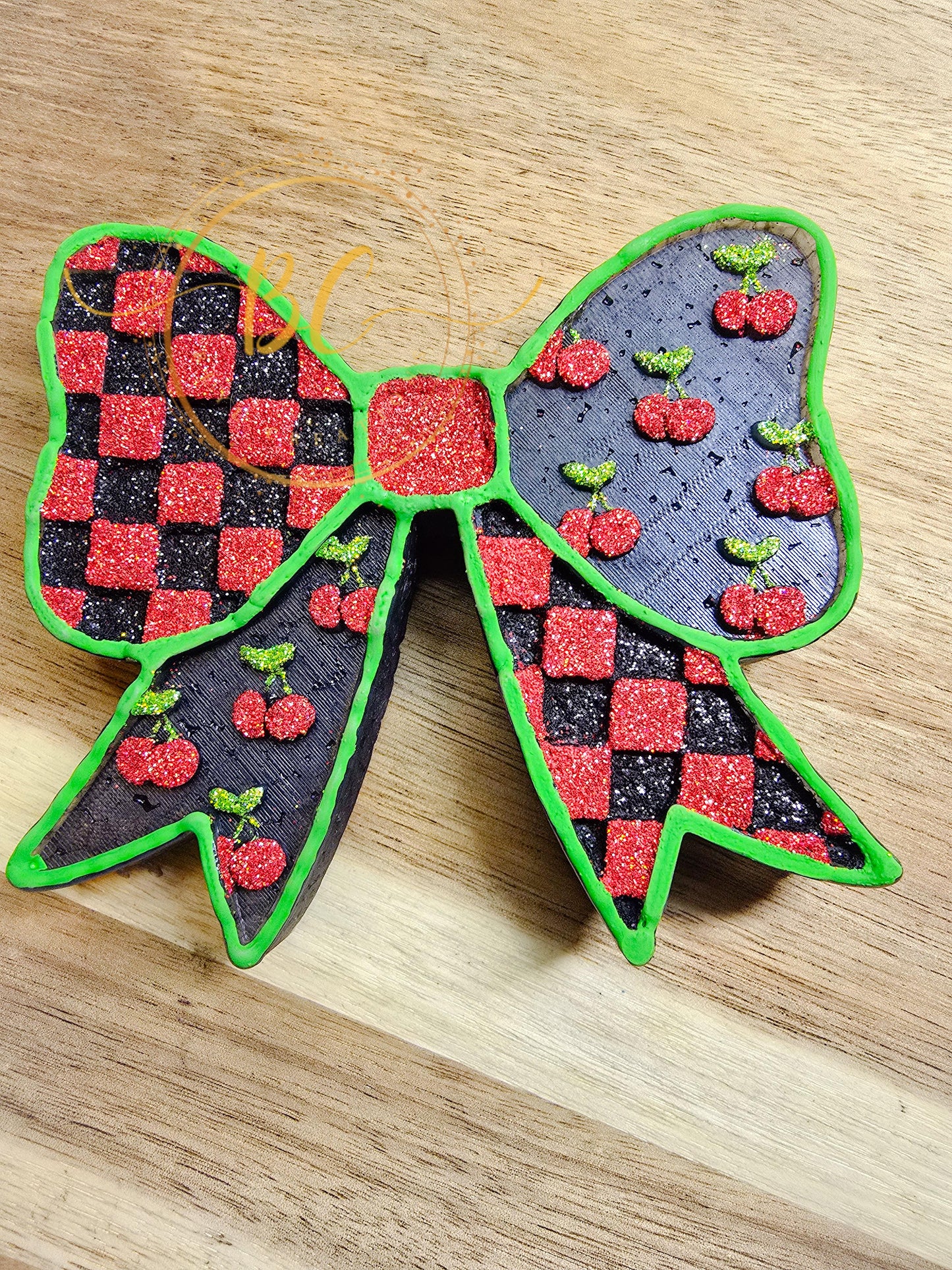 Cherries and Checkered Bow Freshie
