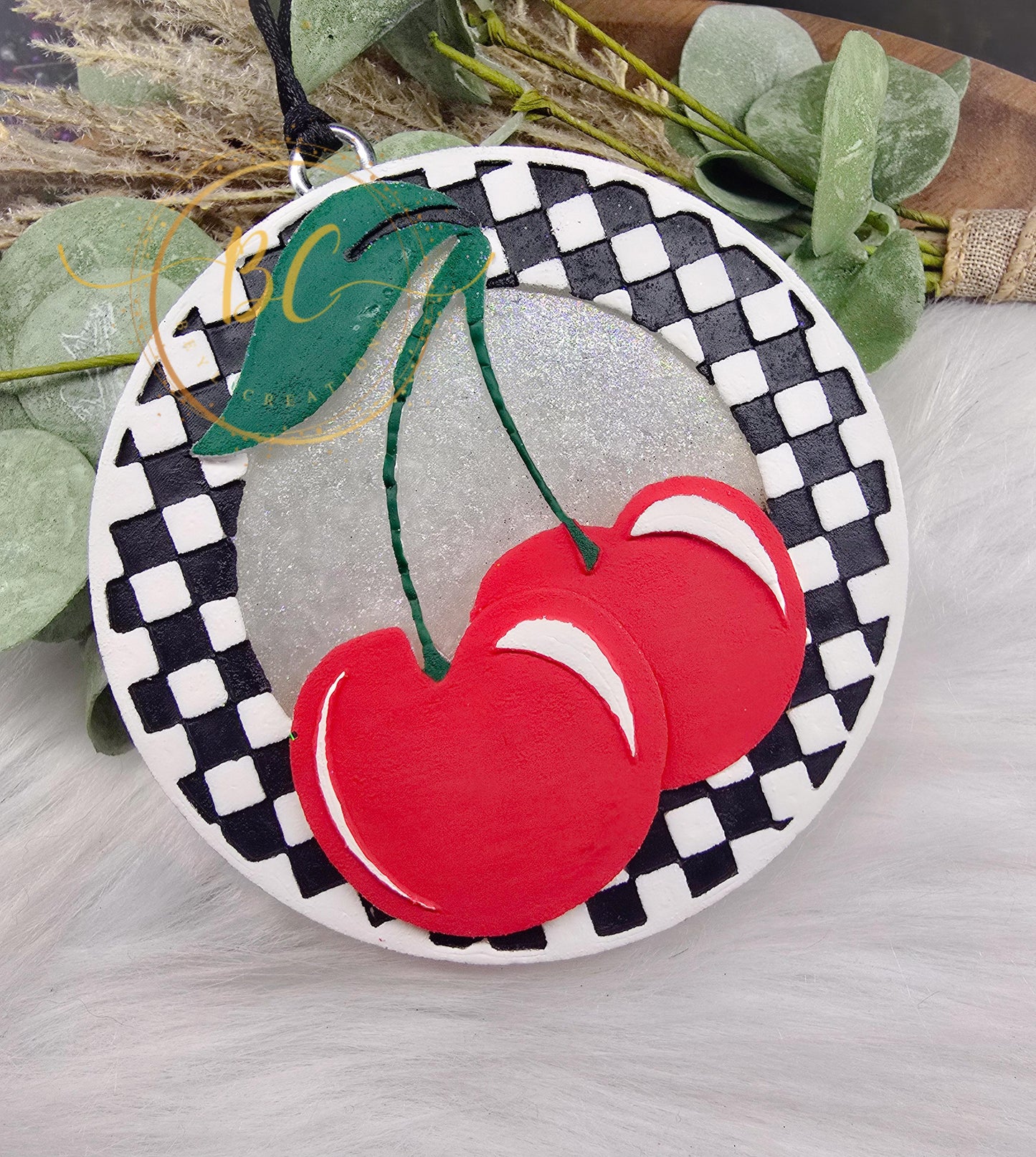 Checkered Round Cherry Freshie