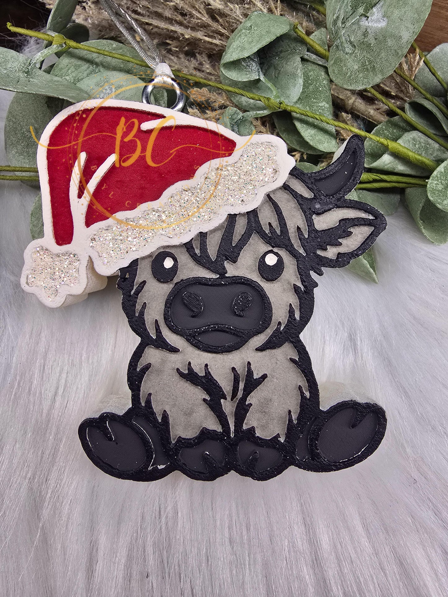 Highland with Santa Hat Set Freshie