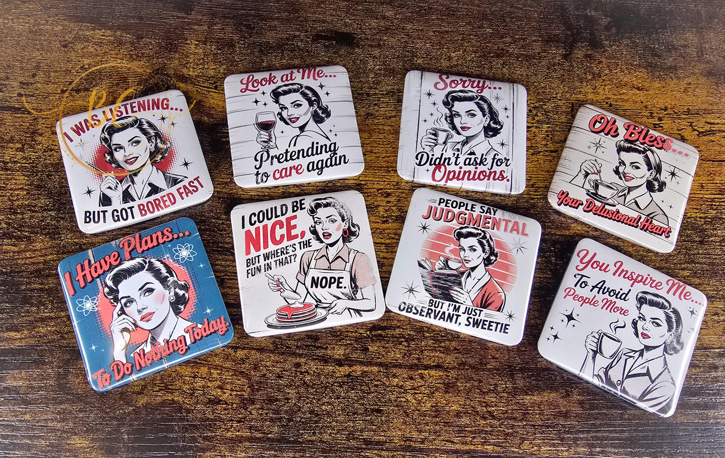 Retro Snarky Housewife Magnet Set