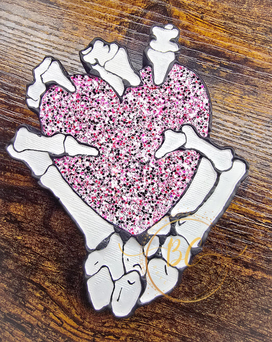 Heart with Skelly Hand Freshie