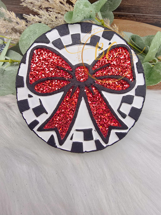 Checkered Round with Bow