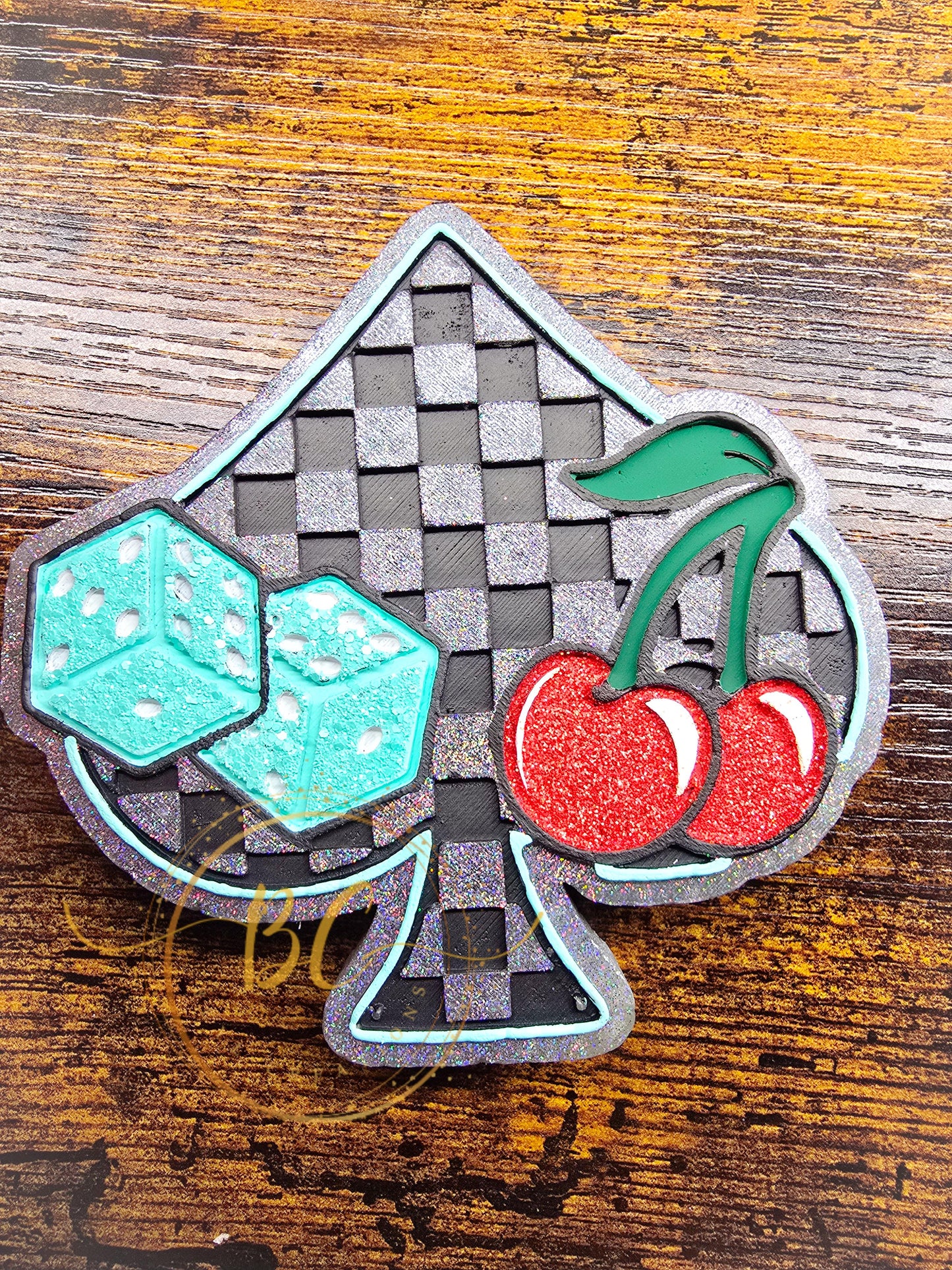 Checkered Spade with Dice Freshie