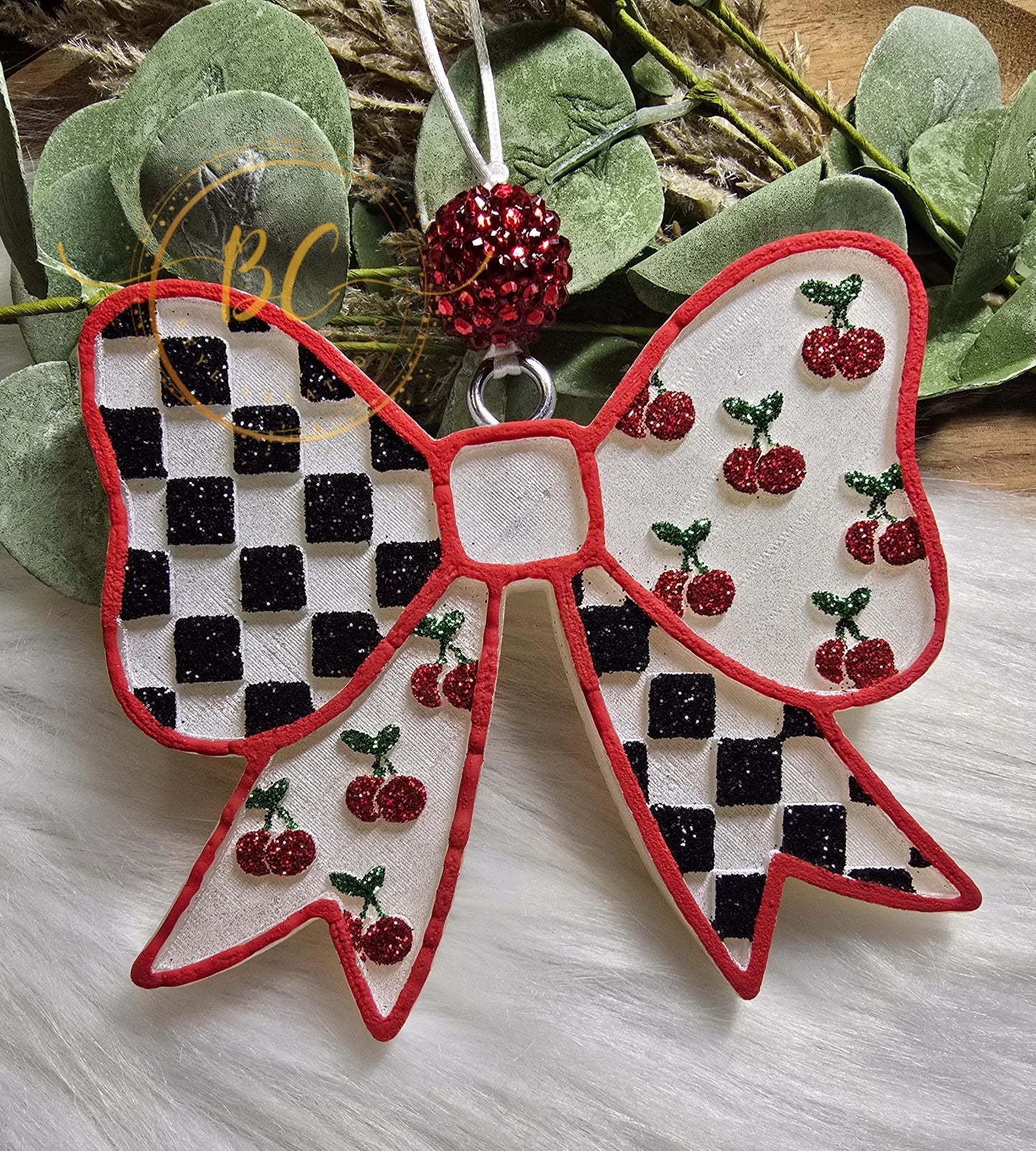 Cherries and Checkered Bow Freshie