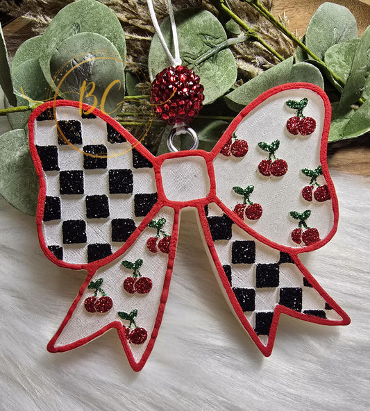 Cherries and Checkered Bow Freshie
